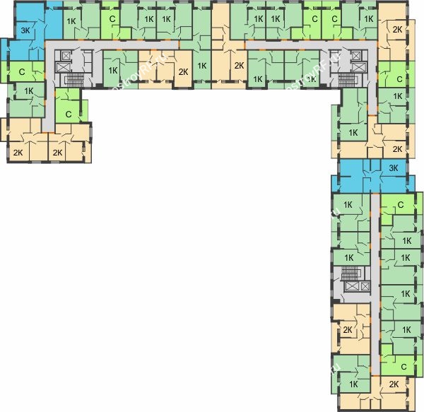 Планировка 2 этажа в доме 2 очередь - Литер 4 в ЖК Самолет