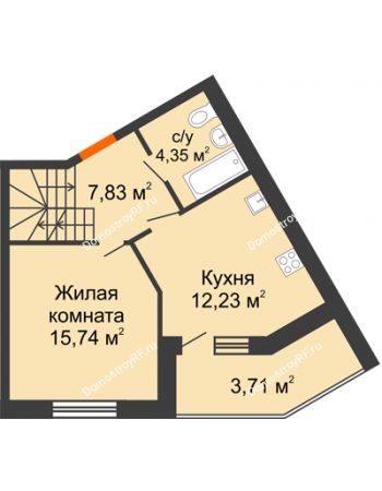 2 комнатная квартира 85,08 м² в ЖК Бунина парк, дом 3 этап, блок-секция 3 С