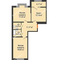 2 комнатная квартира 70,1 м² в ЖК Сердце, дом № 1 - планировка