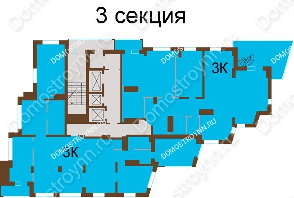 Планировка 24 этажа в доме № 7, корп. 6 в ЖК Подкова на Панина