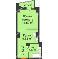 Студия 29,1 м² в ЖК Рубин, дом Литер 3 - планировка