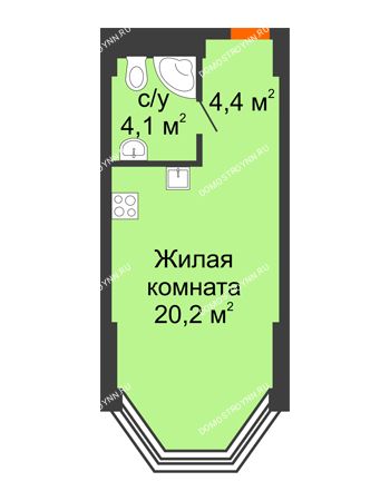 Студия 28,7 м² - Комплекс апартаментов KM TOWER PLAZA (КМ ТАУЭР ПЛАЗА)