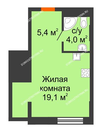 Студия 28,5 м² - Комплекс апартаментов KM TOWER PLAZA (КМ ТАУЭР ПЛАЗА)