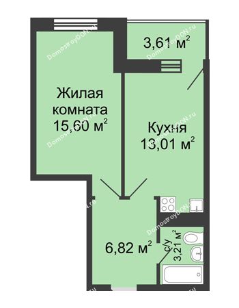 1 комнатная квартира 39,72 м² в ЖК Сельмаш, дом Литер 2