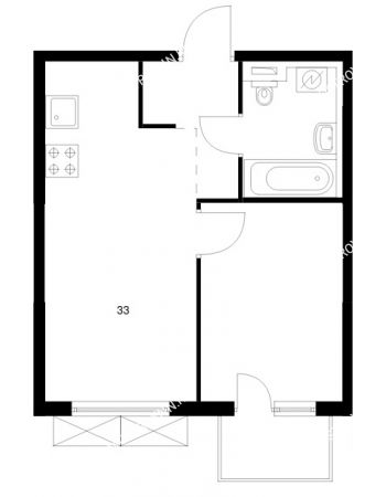1 комнатная квартира 33 м² в ЖК Савин парк, дом корпус 8