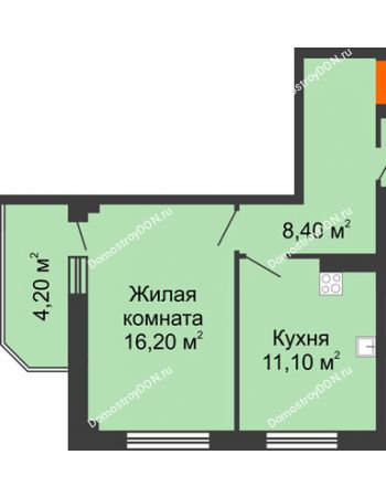 1 комнатная квартира 43,8 м² в ЖК Три Сквера (3 Сквера), дом № 31