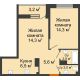 2 комнатная квартира 47,2 м² в ЖК Самолет, дом 4 очередь - Литер 22 - планировка
