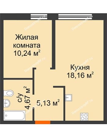 1 комнатная квартира 38,2 м² в ЖК Сердце Сибири, дом № 74, квартал Нефтяников (ГП-1)