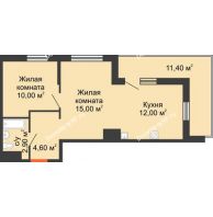 2 комнатная квартира 47,9 м² в ЖК Грани, дом Литер 2 - планировка