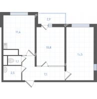 2 комнатная квартира 49,6 м² в ЖК Левенцовка парк, дом Корпус 8-12.1 - планировка