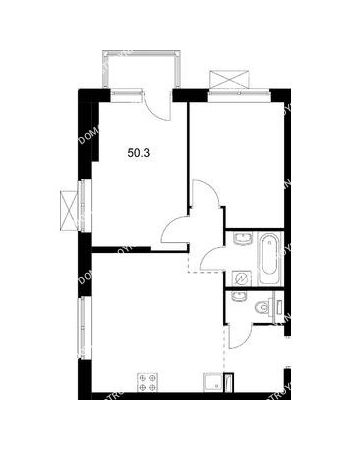 2 комнатная квартира 50,3 м² в ЖК Савин парк, дом корпус 2