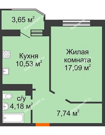 1 комнатная квартира 41,37 м² в ЖК Губернский, дом Литер 29