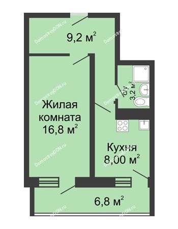 1 комнатная квартира 40,8 м² в ЖК Звезда Столицы, дом Литер 2