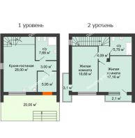 2 комнатный таунхаус 91 м² в КП Панорама, дом Гангутская, 10 (таунхаусы 91м2) - планировка