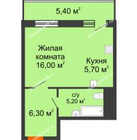 Студия 34,8 м² в ЖК Статус, дом 5 и 6 секция - планировка