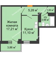 1 комнатная квартира 39,73 м² в ЖК Сокол на Оганова, дом Литер 2 - планировка