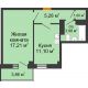 1 комнатная квартира 39,73 м² в ЖК Сокол на Оганова, дом Литер 2 - планировка