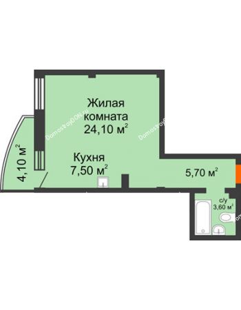 1 комнатная квартира 42,1 м² - ЖК Южная Башня
