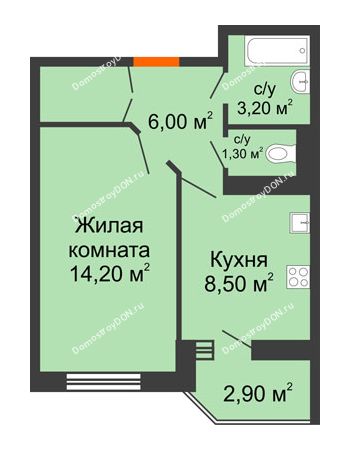 1 комнатная квартира 34,6 м² в ЖК Вересаево, дом Литер 3