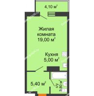 Студия 34,43 м² в ЖК Сокол на Оганова, дом Литер 6 - планировка