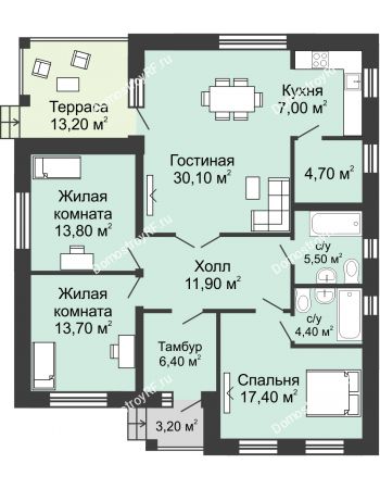 3 комнатный коттедж 119,9 м² - КП Legenda (Легенда)