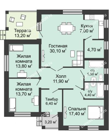 3 комнатный коттедж 119,9 м² - КП Legenda (Легенда)