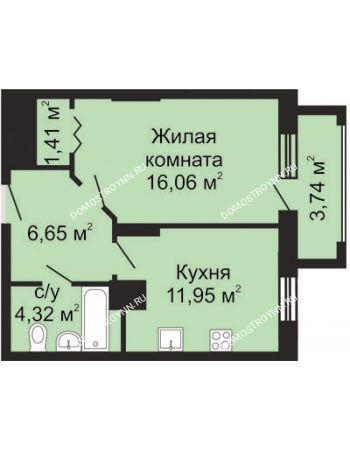 1 комнатная квартира 42,26 м² - ЖК Гелиос