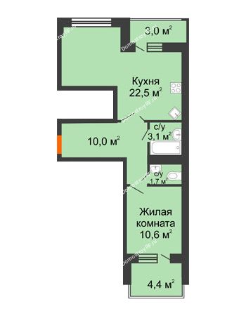1 комнатная квартира 55,3 м² в ЖК Трамвай желаний, дом 6 этап 