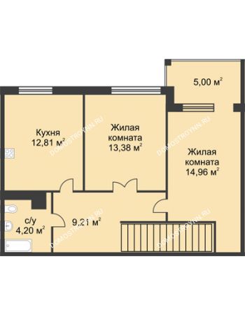 2 комнатная квартира 69,61 м² в КП Каштановый дворик, дом Тип 1
