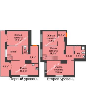 4 комнатная квартира 135,7 м² в ЖК Октябрьский, дом ГП-4