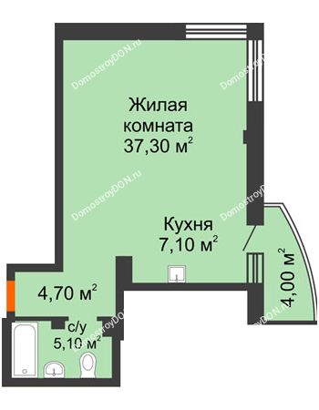 1 комнатная квартира 55,4 м² - ЖК Южная Башня