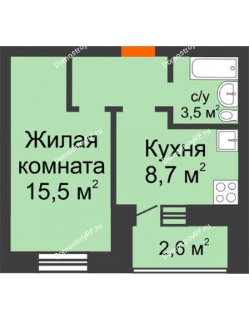 1 комнатная квартира 33,2 м² в ЖК Видный, дом № 2