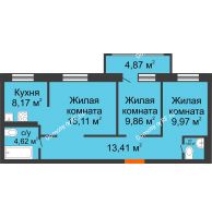 3 комнатная квартира 67,57 м², ЖК Солар - планировка